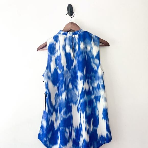 Halogen Blue + White Ruffle Sleeveless Blouse - Picture 7 of 8